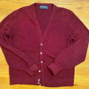 Vtg Puritan Burgundy Grandpa Acrylic Knit Cardigan Sweater Medium USA 90s